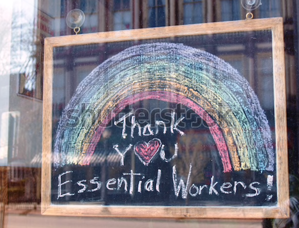 A stock image thanking essential workers.